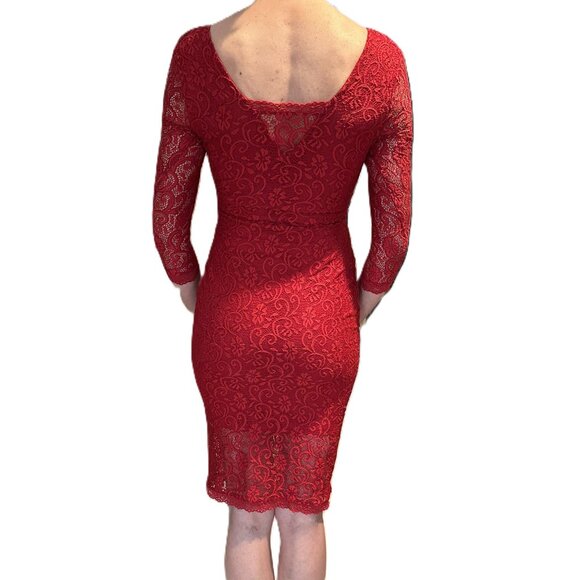 Red Lace Candie's Dress with liner size Small Holiday Dress - Picture 2 of 7
